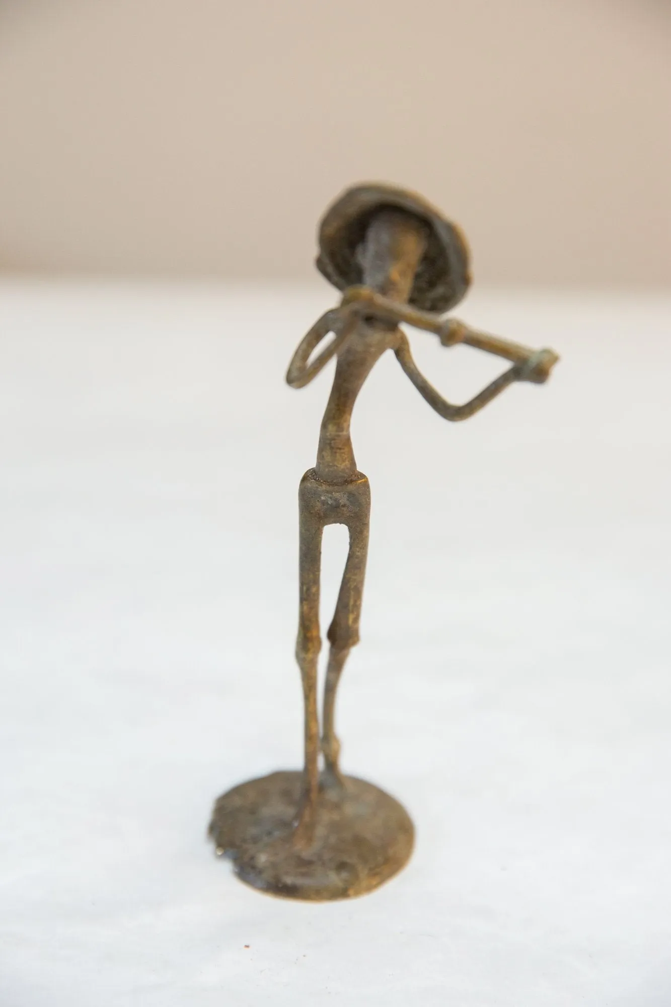 Vintage African Bronze Musician Statue