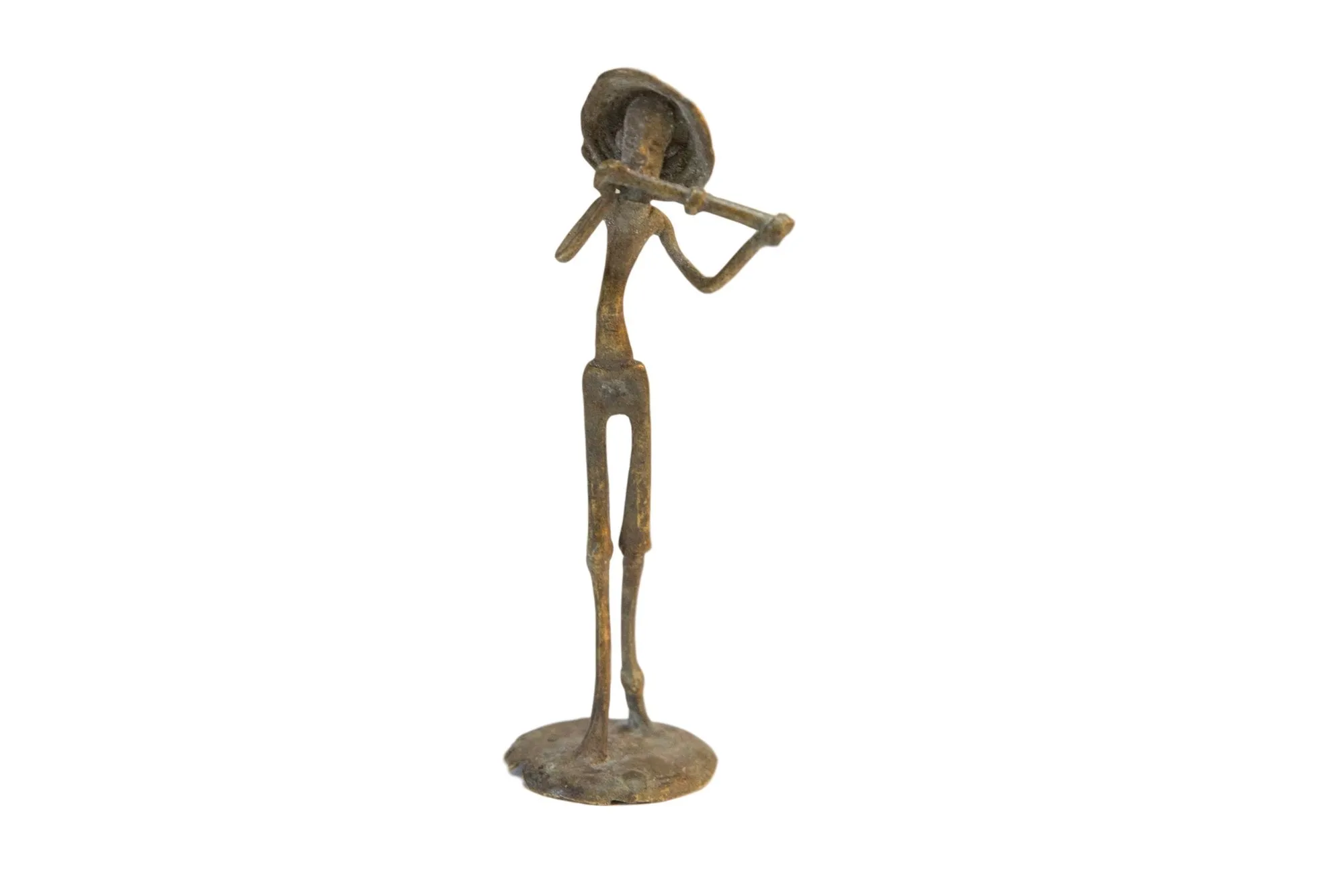 Vintage African Bronze Musician Statue
