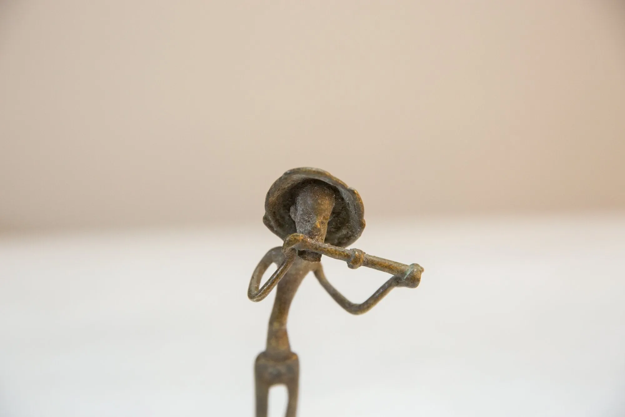 Vintage African Bronze Musician Statue