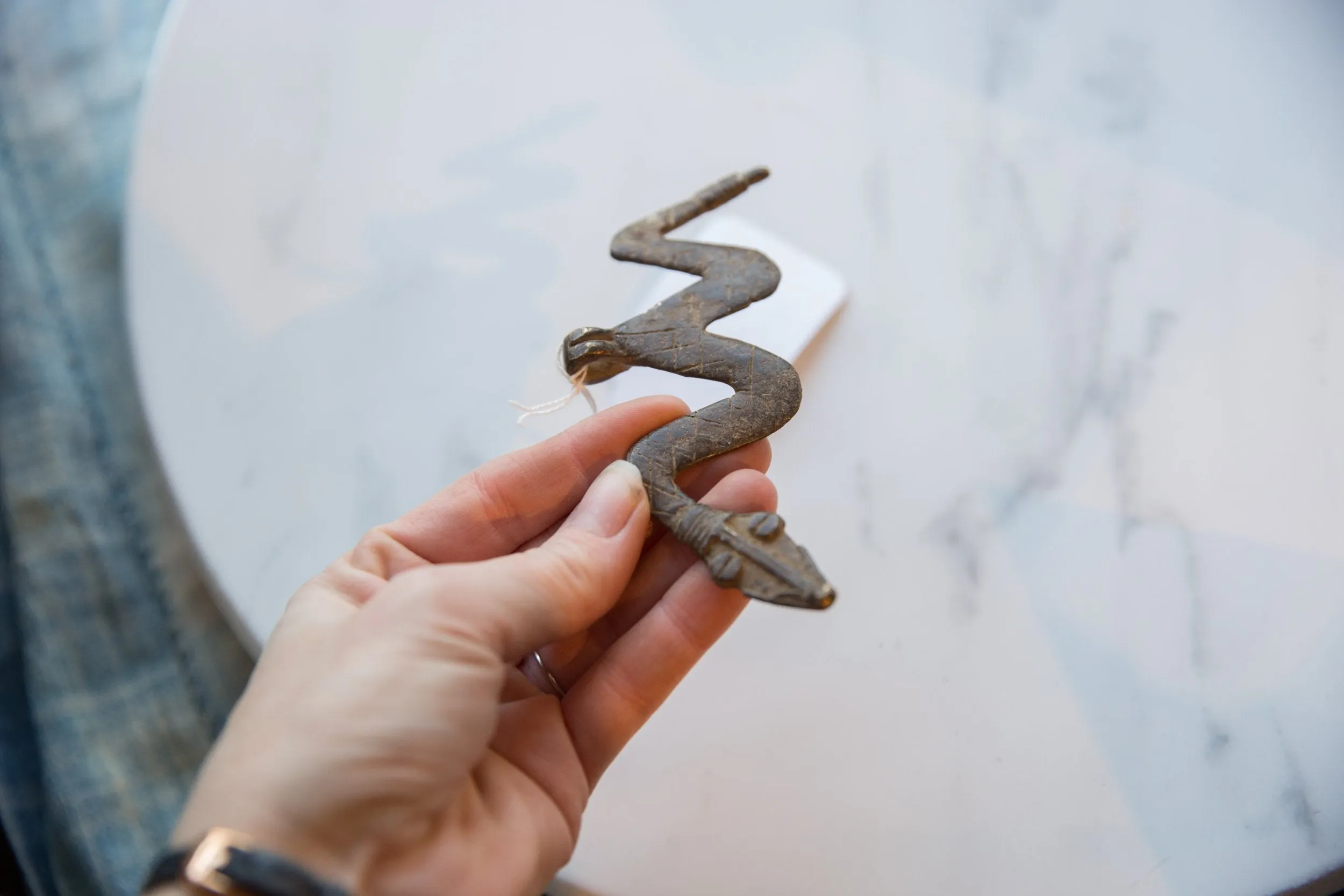 Vintage African Bronze Snake Medallion