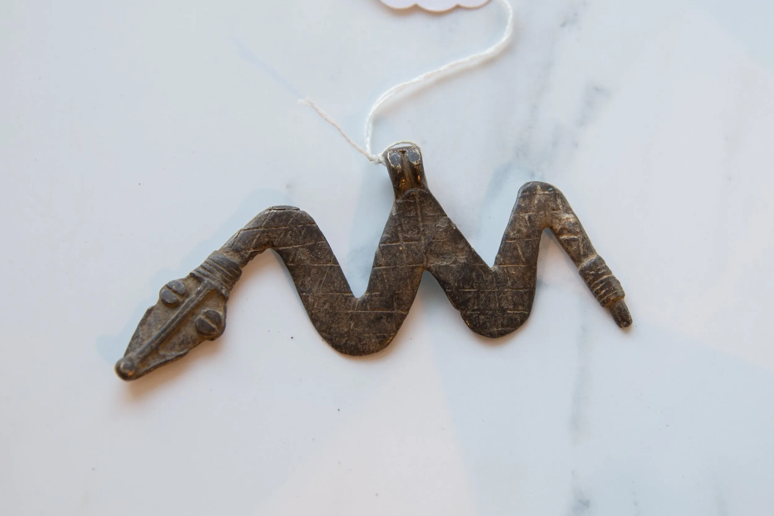 Vintage African Bronze Snake Medallion