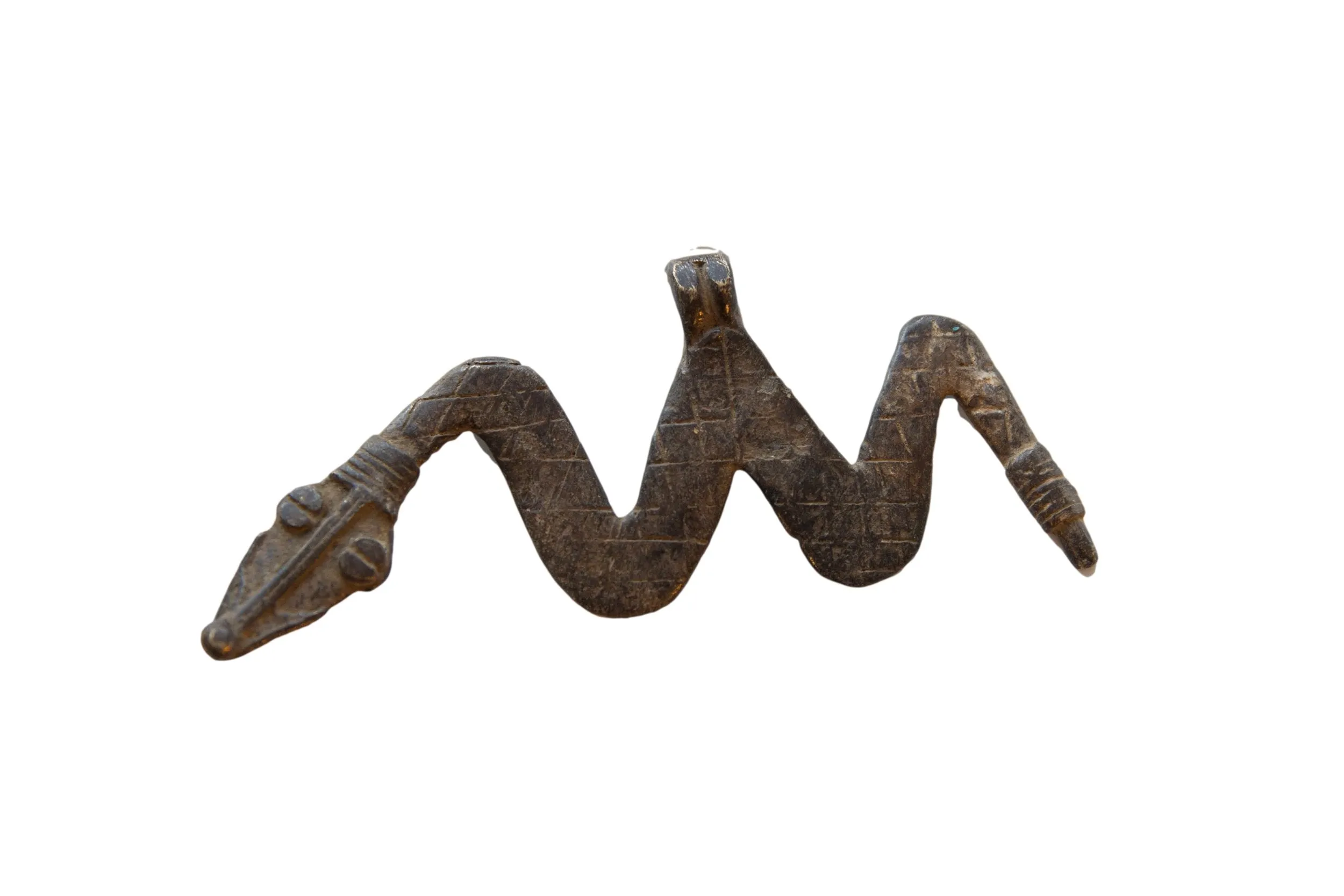 Vintage African Bronze Snake Medallion