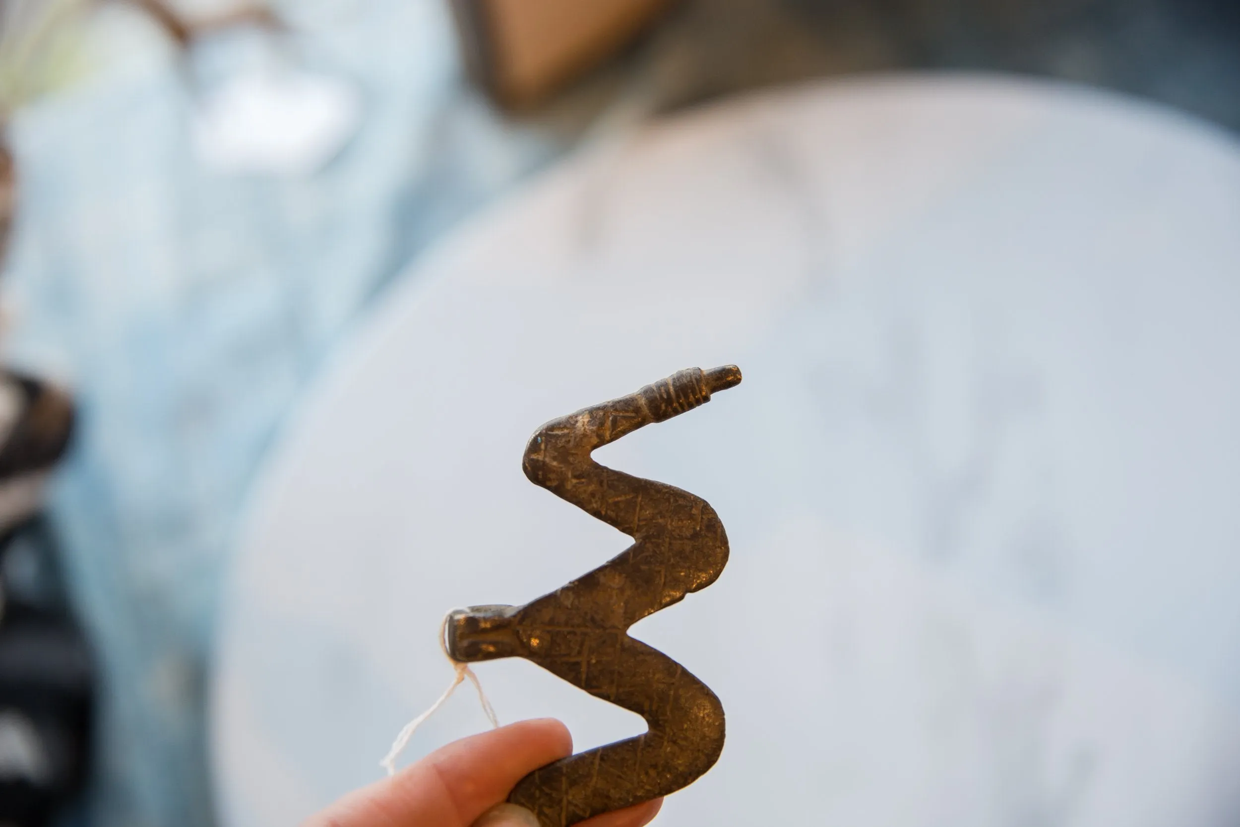 Vintage African Bronze Snake Medallion
