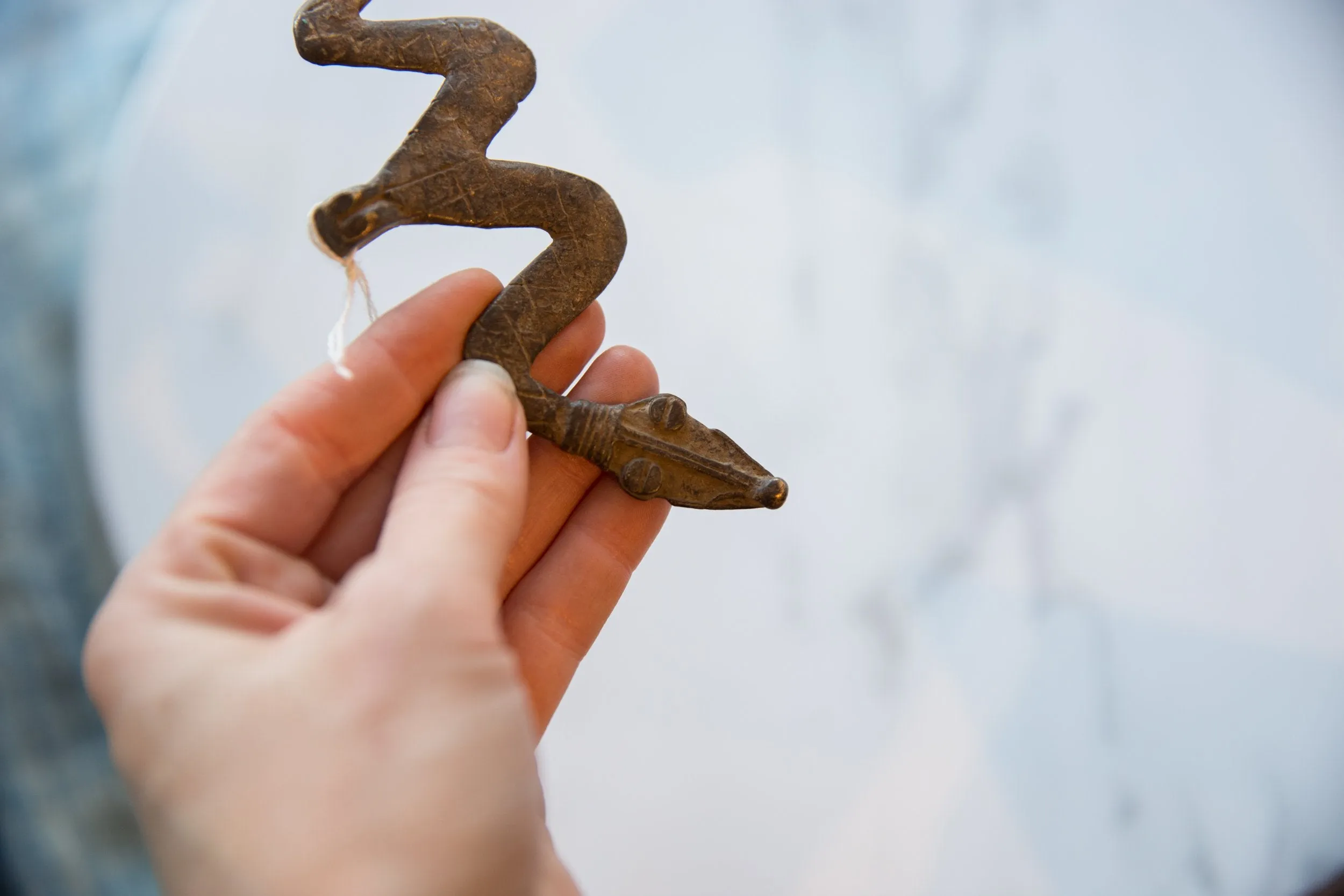 Vintage African Bronze Snake Medallion
