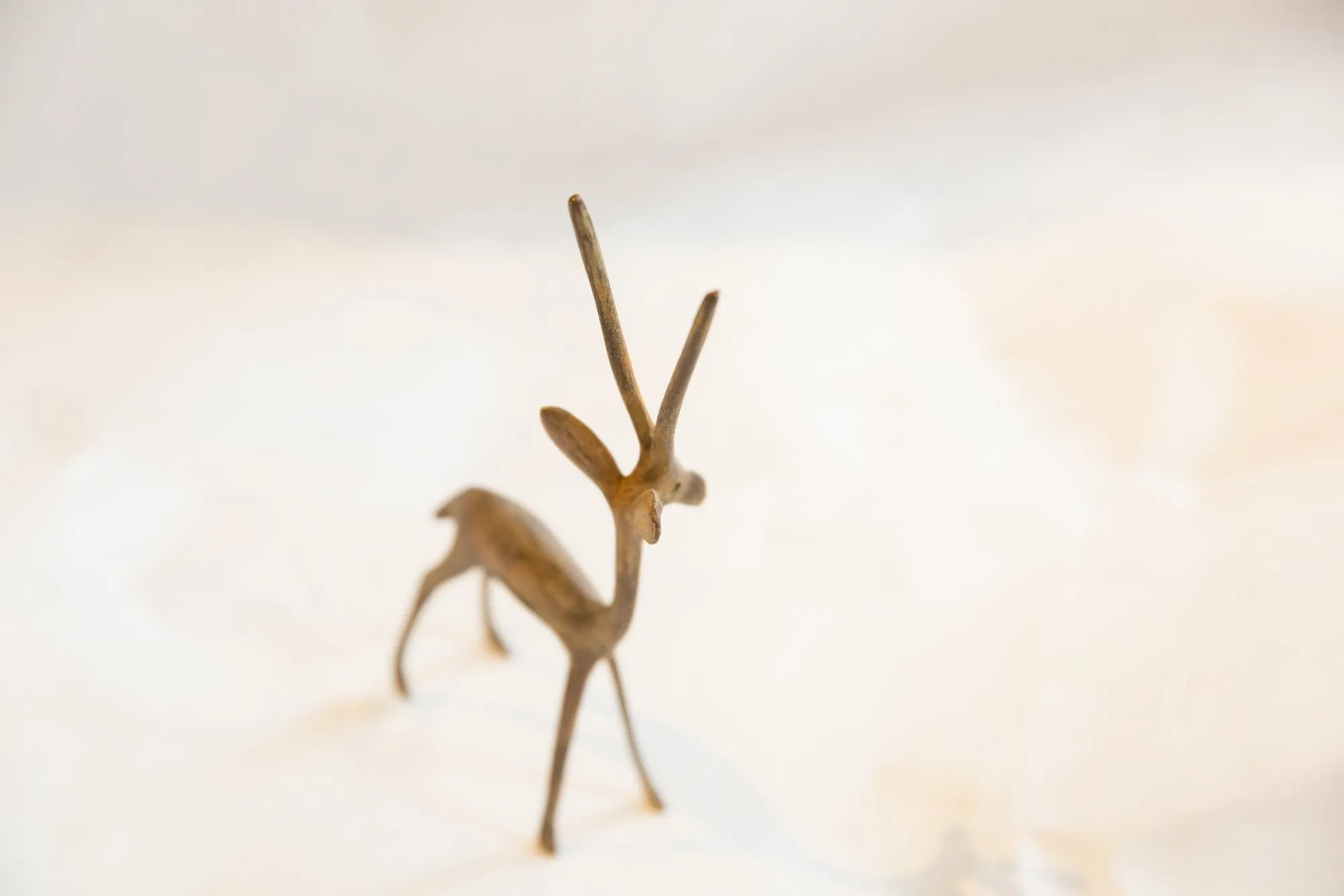 Vintage African Bronze Straight Horned Left Facing Gazelle