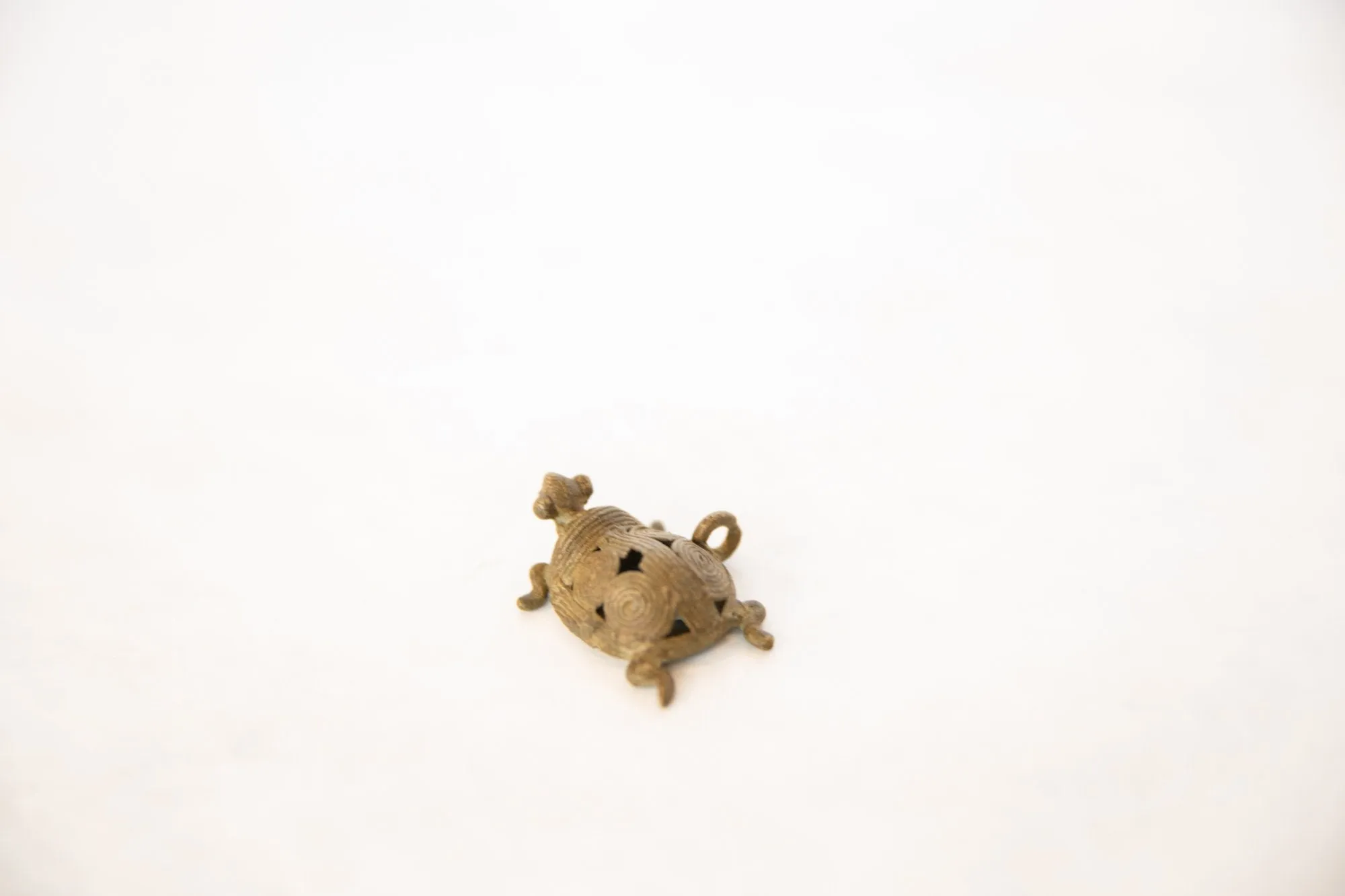 Vintage African Bronze Wire Design Turtle Pendant