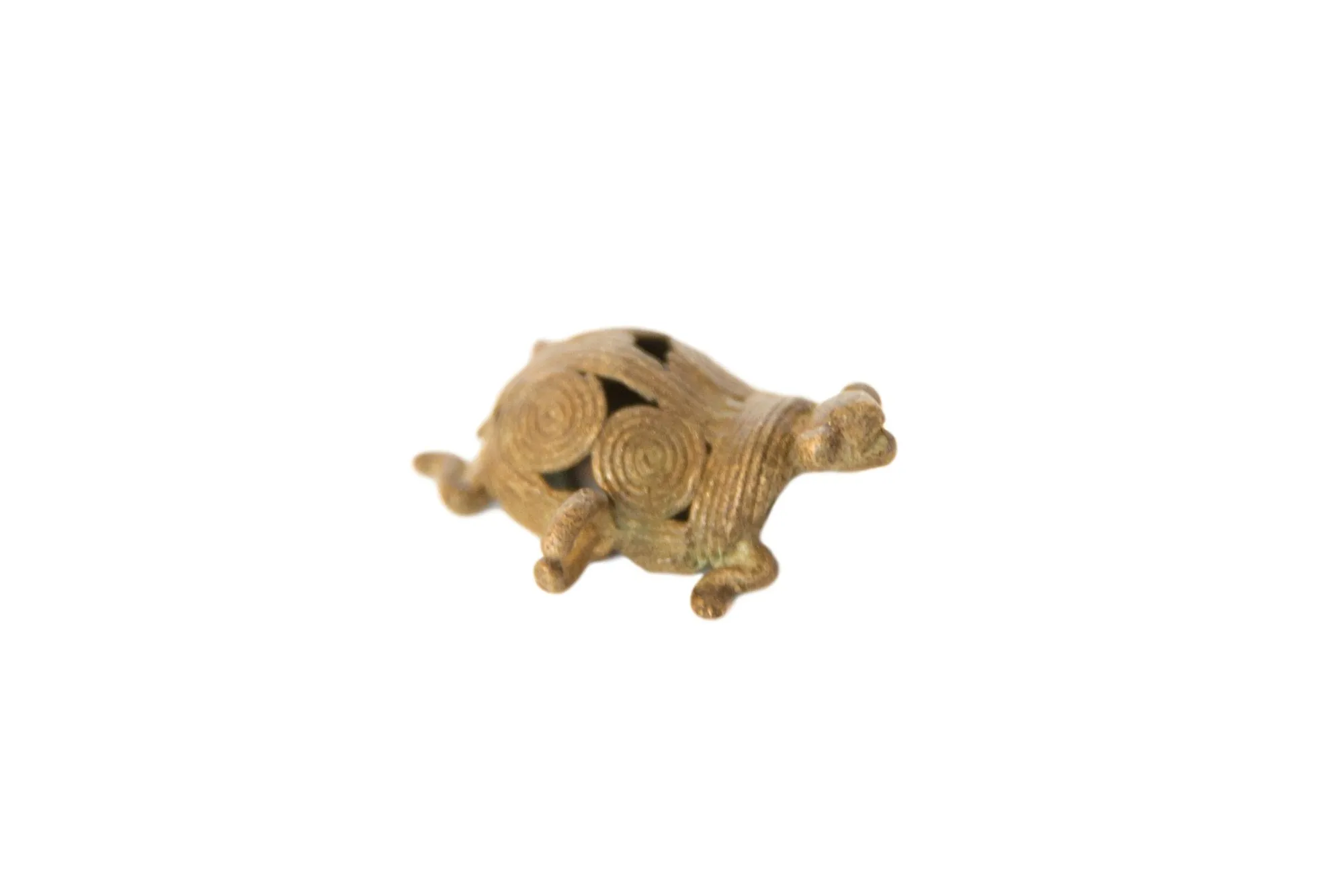 Vintage African Bronze Wire Design Turtle Pendant