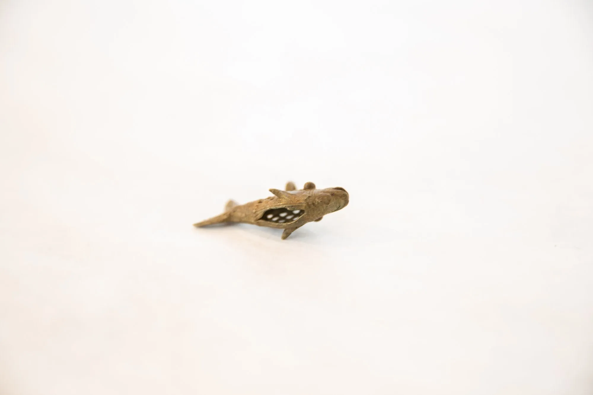 Vintage African Small Bronze Mesh Design Fish Pendant