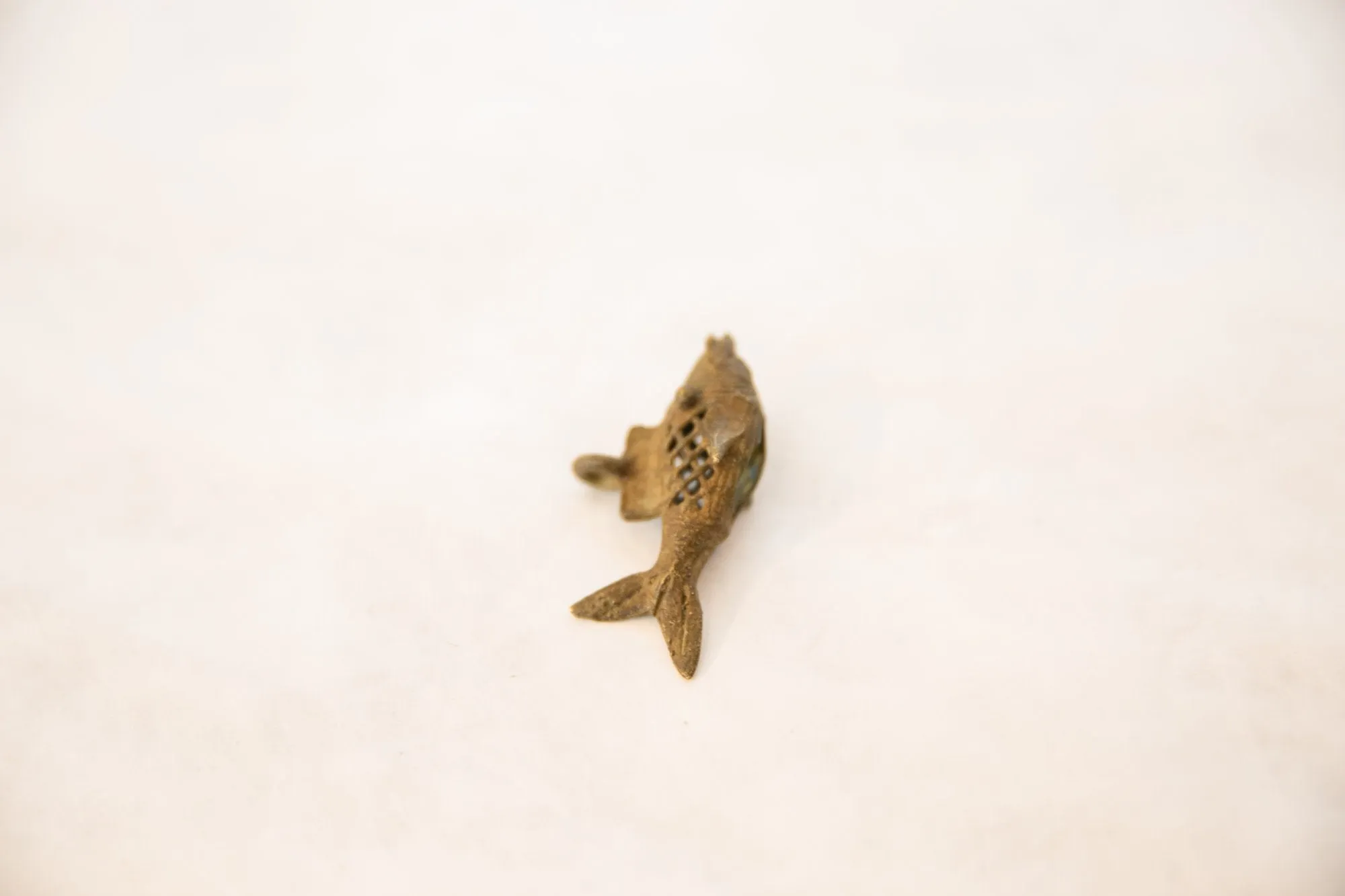 Vintage African Small Bronze Mesh Design Fish Pendant