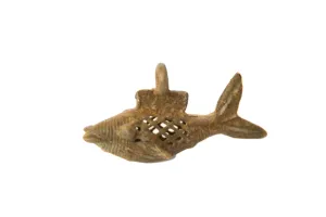 Vintage African Small Bronze Mesh Design Fish Pendant