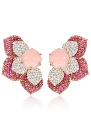 Vintage Angel Skin Coral and Pink Sapphire Kashmir Earrings