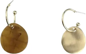 Vintage Asymmetrical Round Earrings Geometric Oval Resin Drop Earrings for Women Minimalist Jewelry