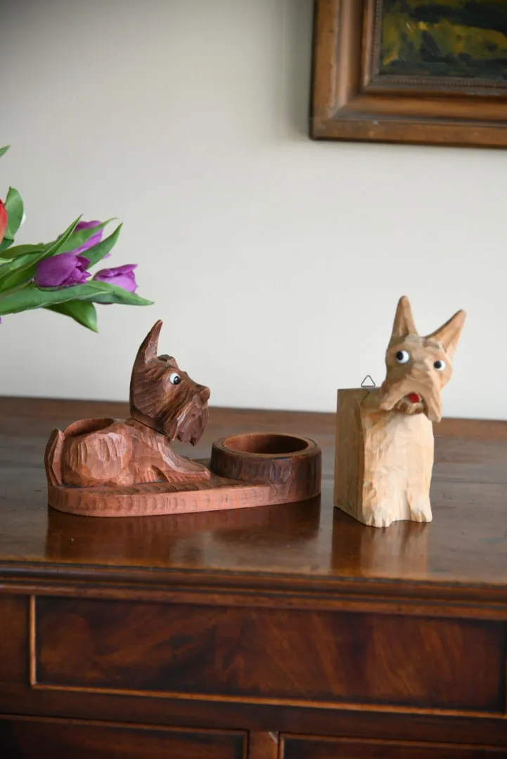 Vintage Carved Dog Desk Tidy