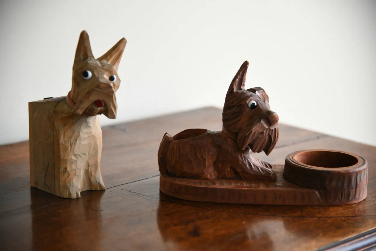 Vintage Carved Dog Desk Tidy