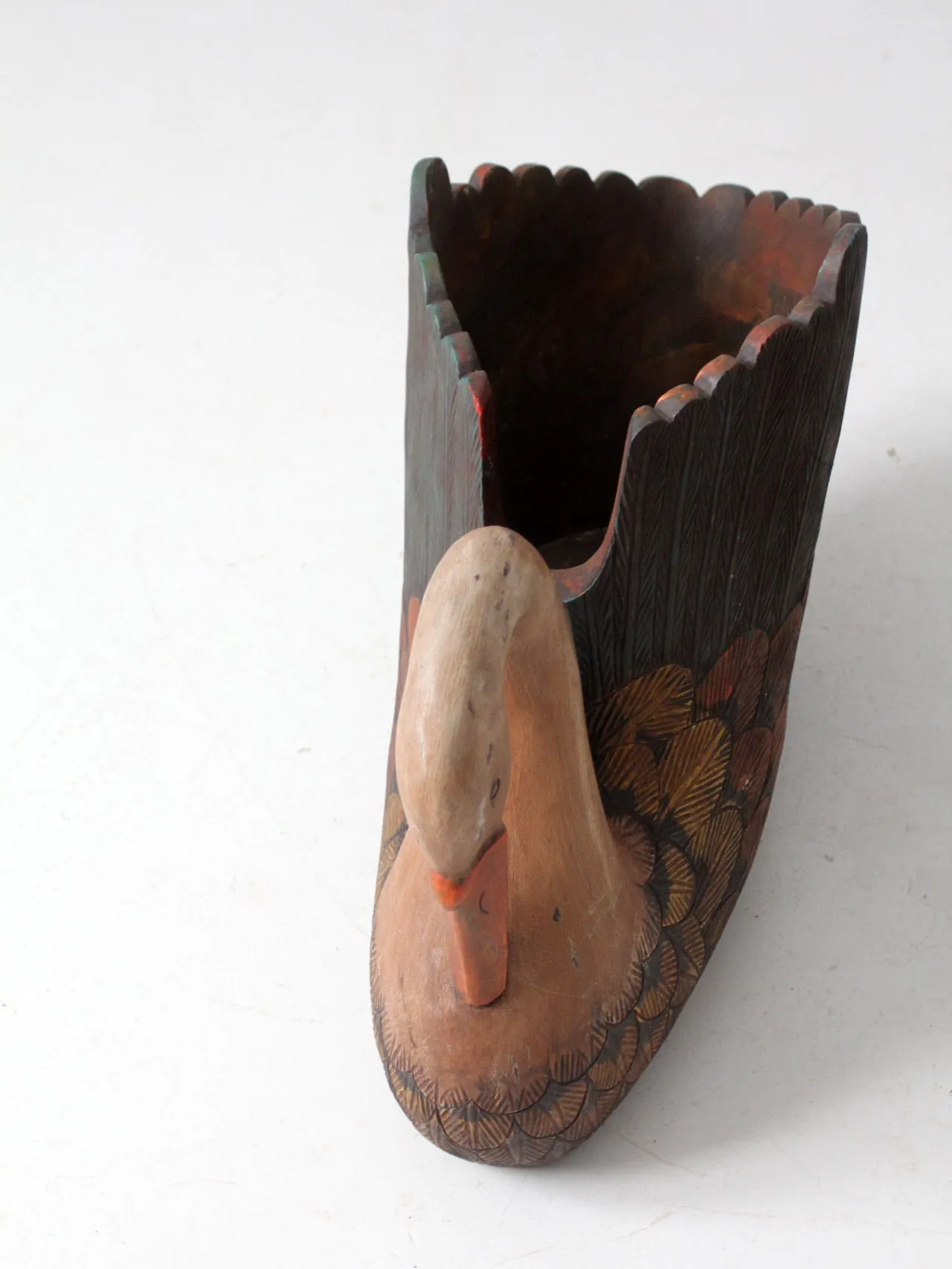 vintage carved wooden swan