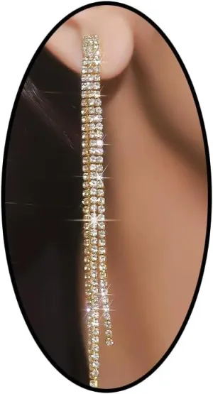 Vintage Crystal Chandeliers Earrings for Women Long Silver Tennis Chain Dangle Earrings Glitter Wedding Statement Drop Earrings Jewelry Accessories