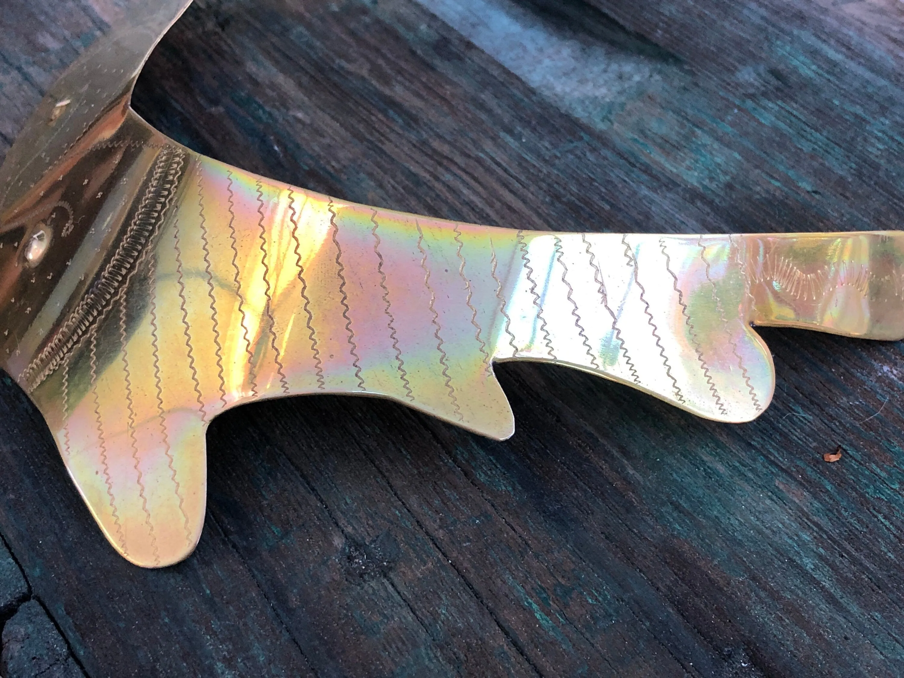 Vintage Engraved Brass Double Fish Bib Collar Necklace