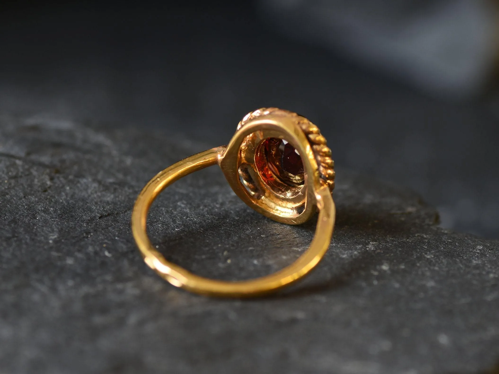 Vintage Garnet Ring - Gold Garnet Ring - Red Solitaire Ring