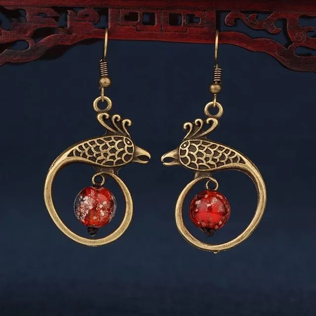 Vintage Handmade Peacock Earrings