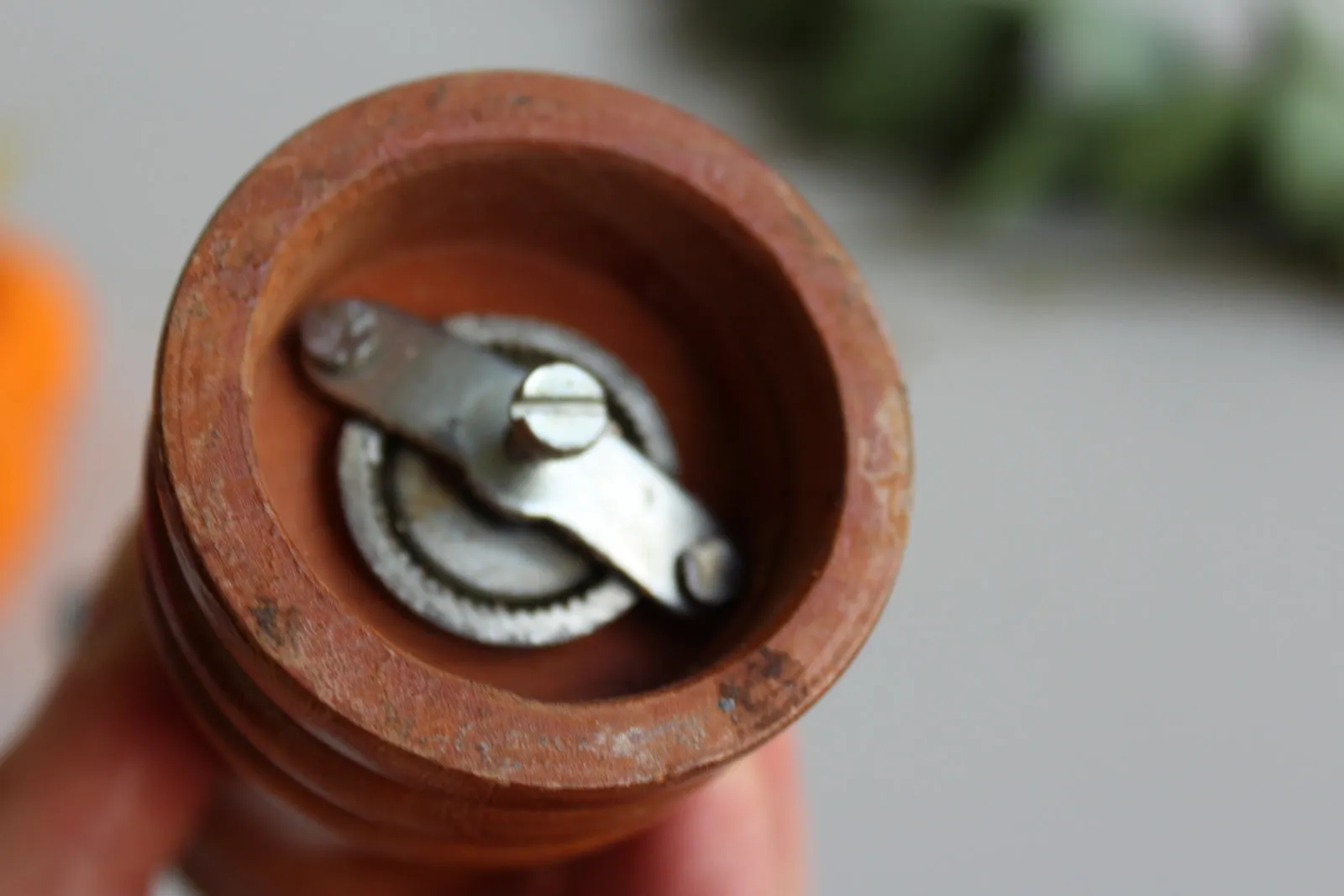 Vintage Hard Carved Wooden Pepper Mill