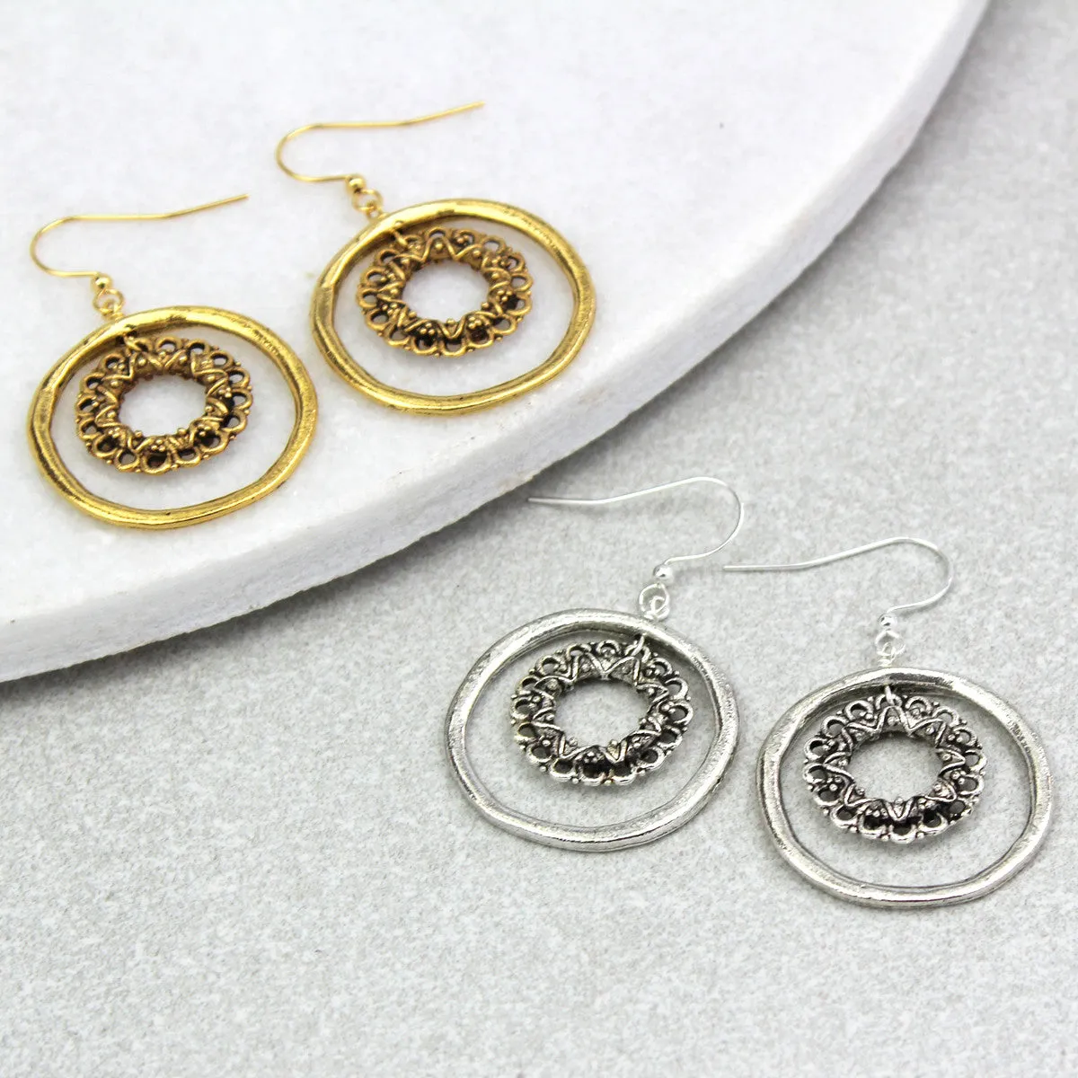 Vintage Hoop Circle Earrings