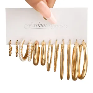 Vintage Hoop Earrings Sets, Multiple Designs, Lightweight, Zinc Alloy, Geometric Shapes, Timeless Style, Perfect for Everyday or Special Occasions
