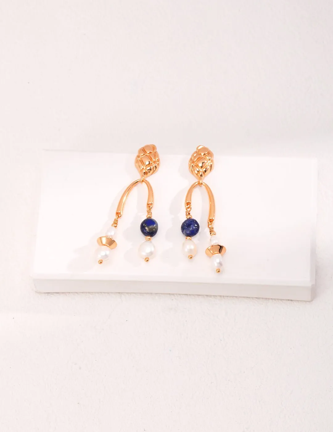 Vintage Lapis Lazuli Drop Pearl Earrings