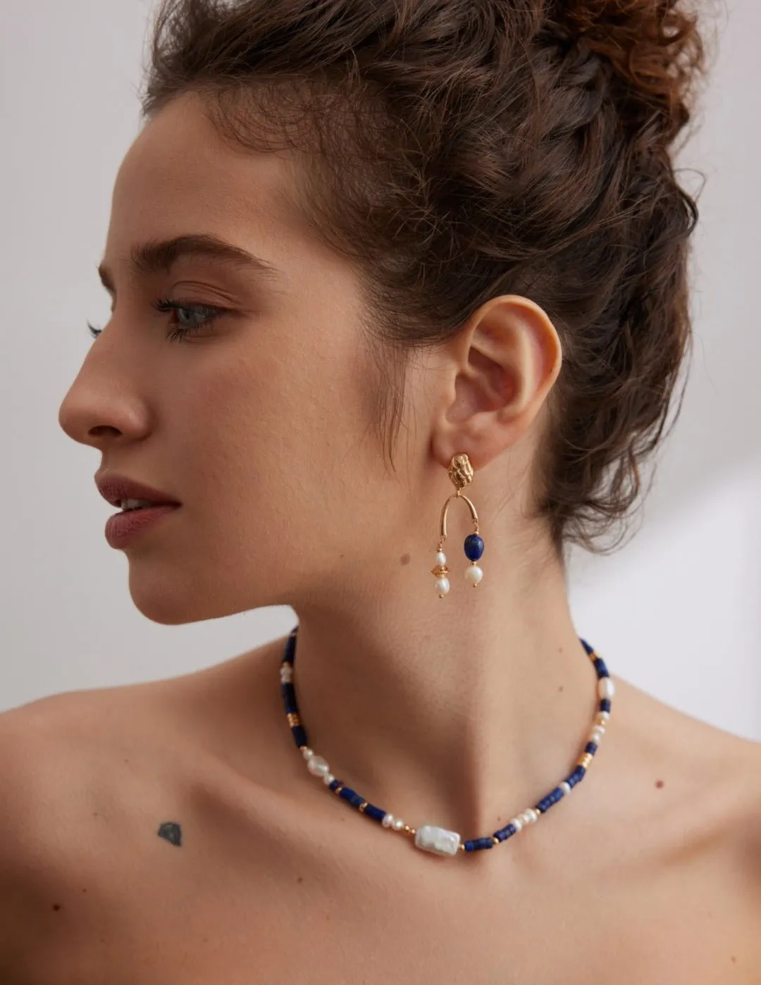 Vintage Lapis Lazuli Drop Pearl Earrings
