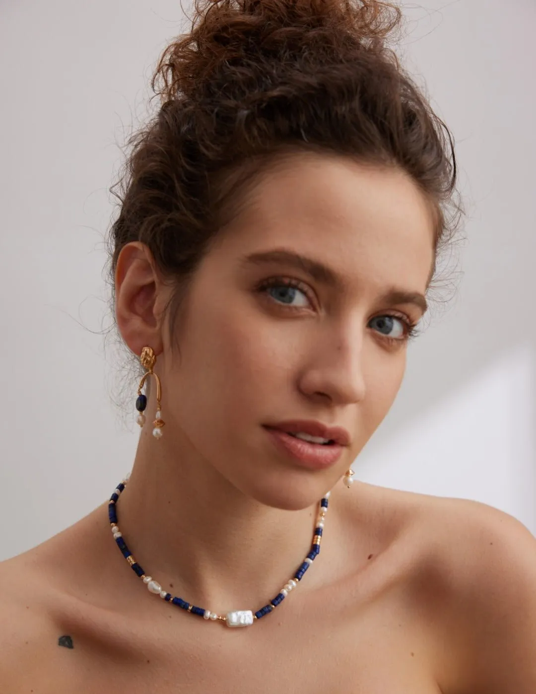 Vintage Lapis Lazuli Drop Pearl Earrings