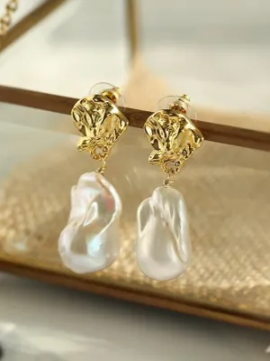 Vintage Lava Baroque Pearl Drop Earrings