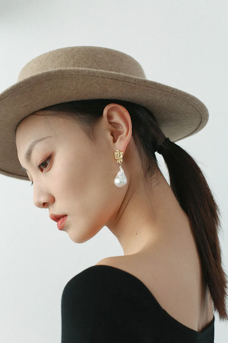 Vintage Lava Baroque Pearl Drop Earrings