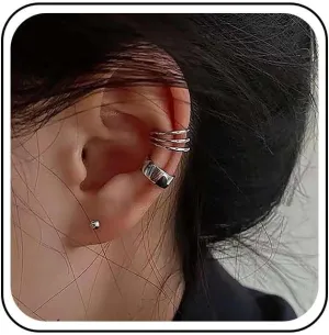 Vintage Layered Circle Cuff Earrings Tiny Ball Stud Earrings Silver Ear Wrap Earrings Non Piercing Clip on Earrings Minimalist Ear Cuff Clip Earrings Jewelry for Women