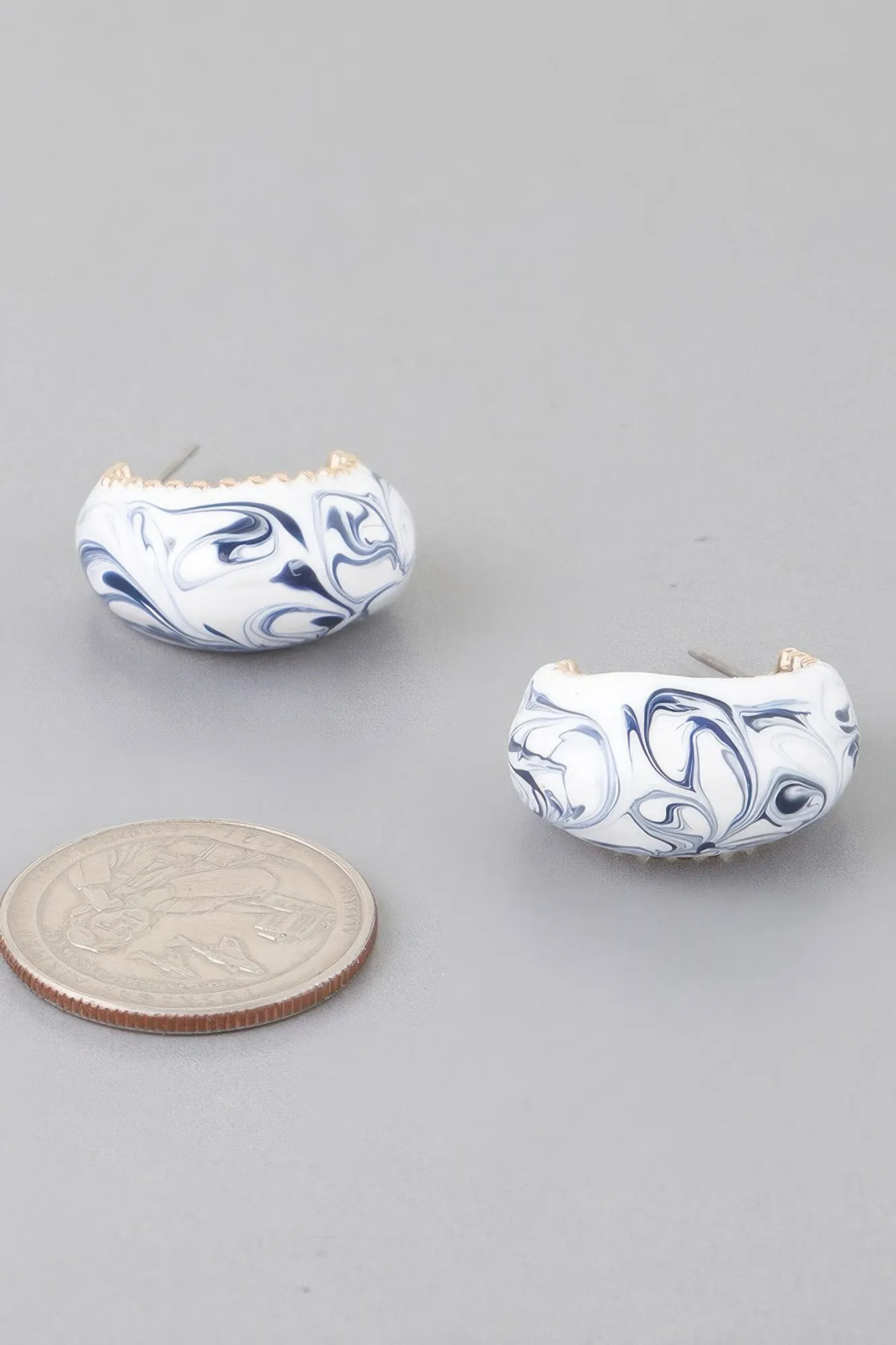 Vintage Marble Swirl Hoop Earrings