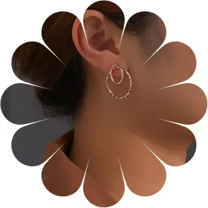 Vintage Oval Circle Ear Jacket Earrings Gold Double Circle Earrings Geometric Stud Earrings Minimalist Earrings for Women