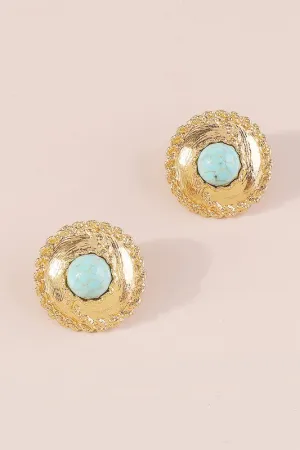 Vintage Pearl Turquoise Stud Earrings