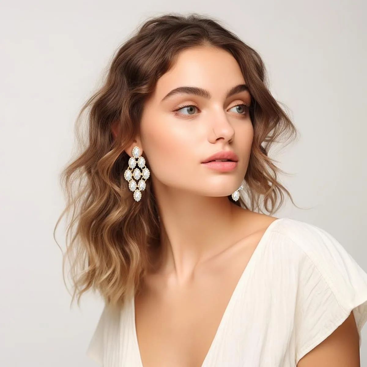 Vintage Rhinestone Statement Earrings Retro Fancy Crystal Drop Dangle Earrings Big Geometry Costume Jewelry for Bridesmaid Wedding Party Prom