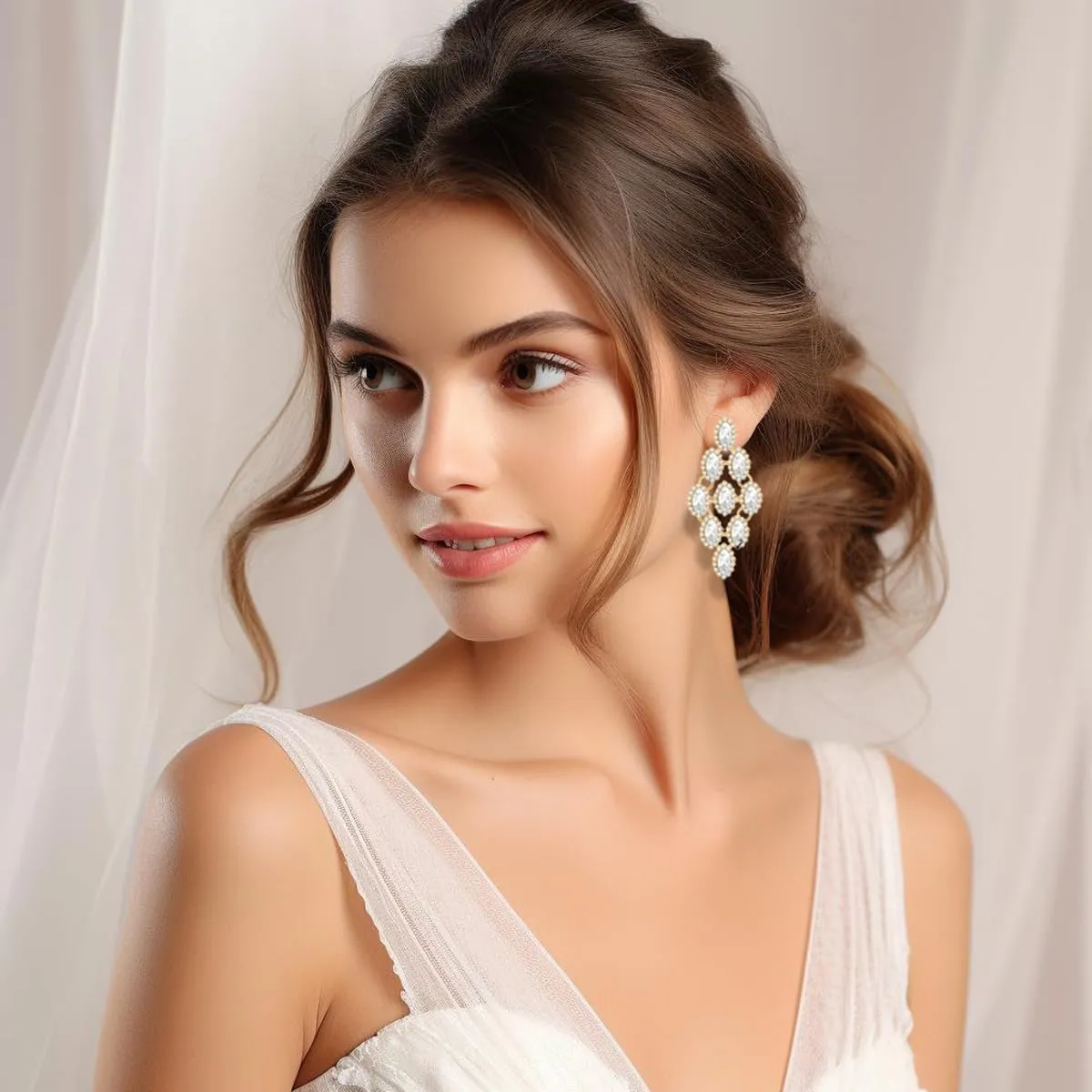 Vintage Rhinestone Statement Earrings Retro Fancy Crystal Drop Dangle Earrings Big Geometry Costume Jewelry for Bridesmaid Wedding Party Prom