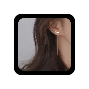 Vintage Star Threader Earrings Crystal Star Ear Climber Earrings Long Chain Earrings Crystal Bar Dangle Earrings for Women