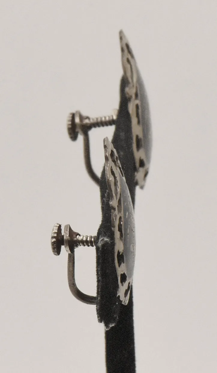 Vintage Sterling Silver Siamese Dancer Screw Back Earrings