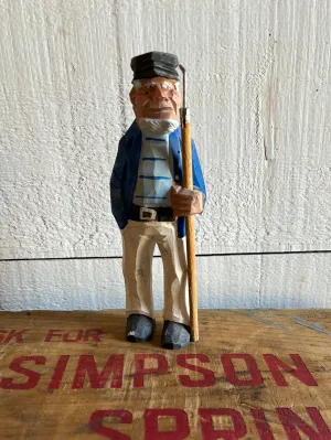 Vintage Wooden Fisherman - Blue Stripes