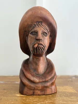 Vintage Wooden Fisherman Head