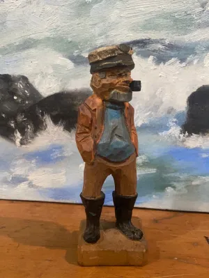 Vintage Wooden Fisherman - Yellow   Blue