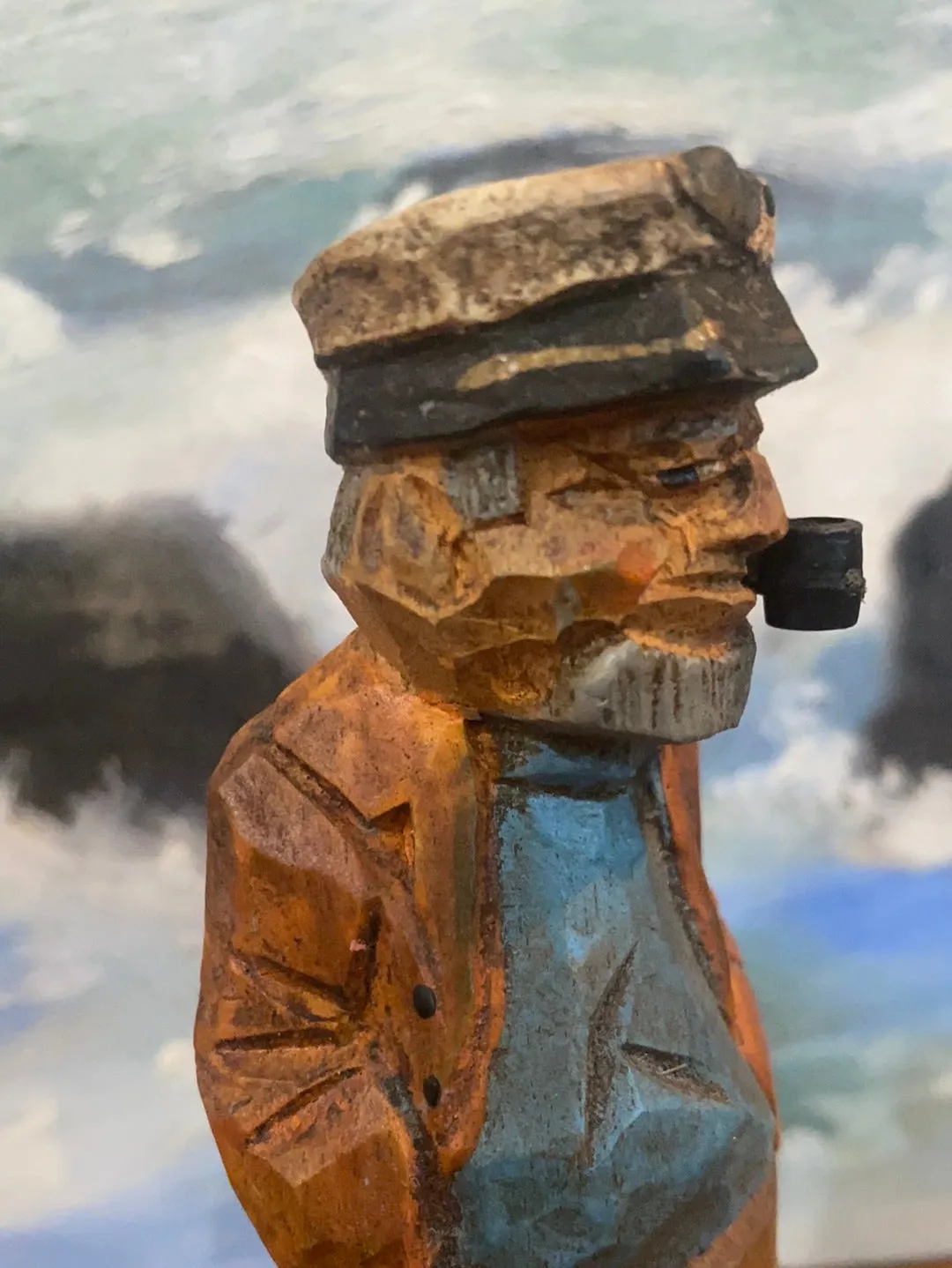 Vintage Wooden Fisherman - Yellow   Blue