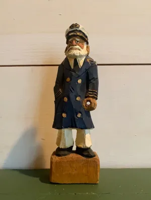 Vintage Wooden Sea Captain - Blue Coat