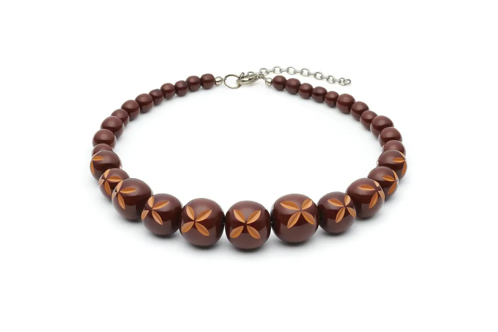 Walnut Carved Bead Necklace
