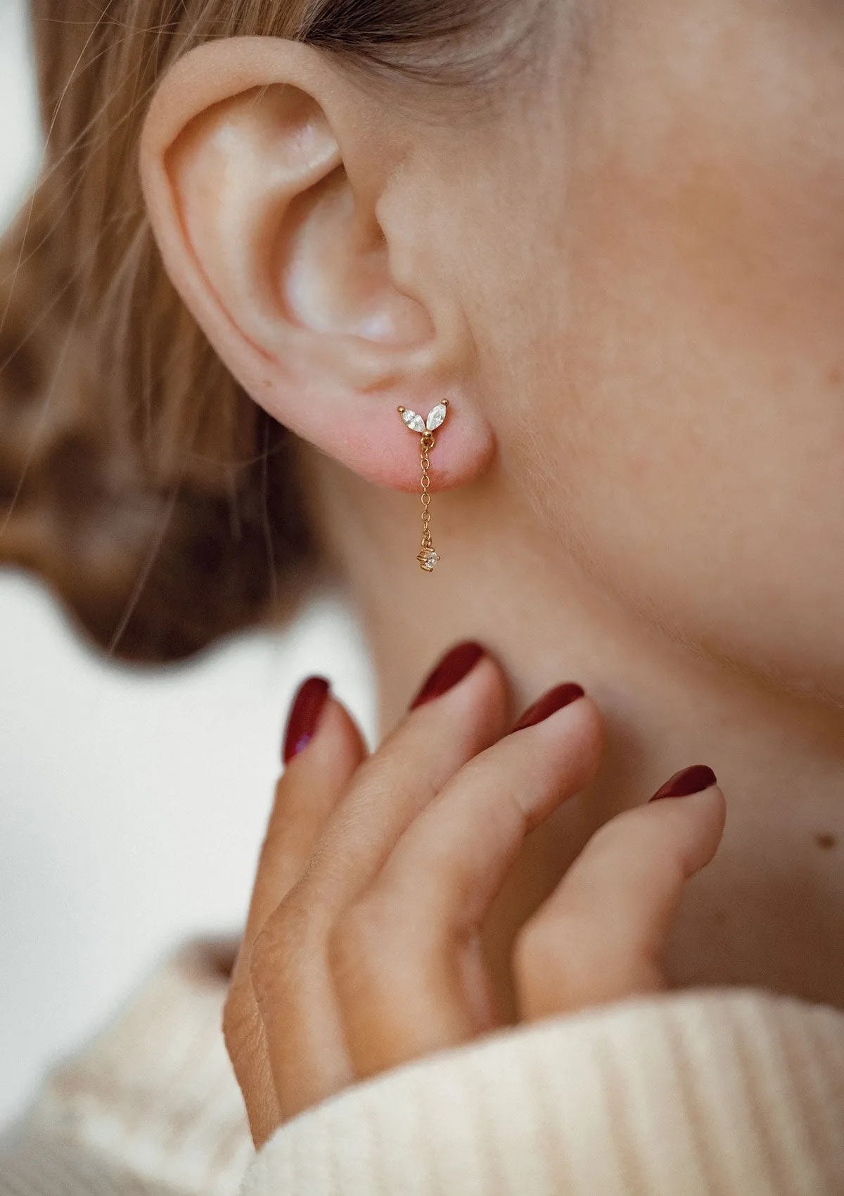 Waterdrop Stud Earrings Sterling Silver Gold