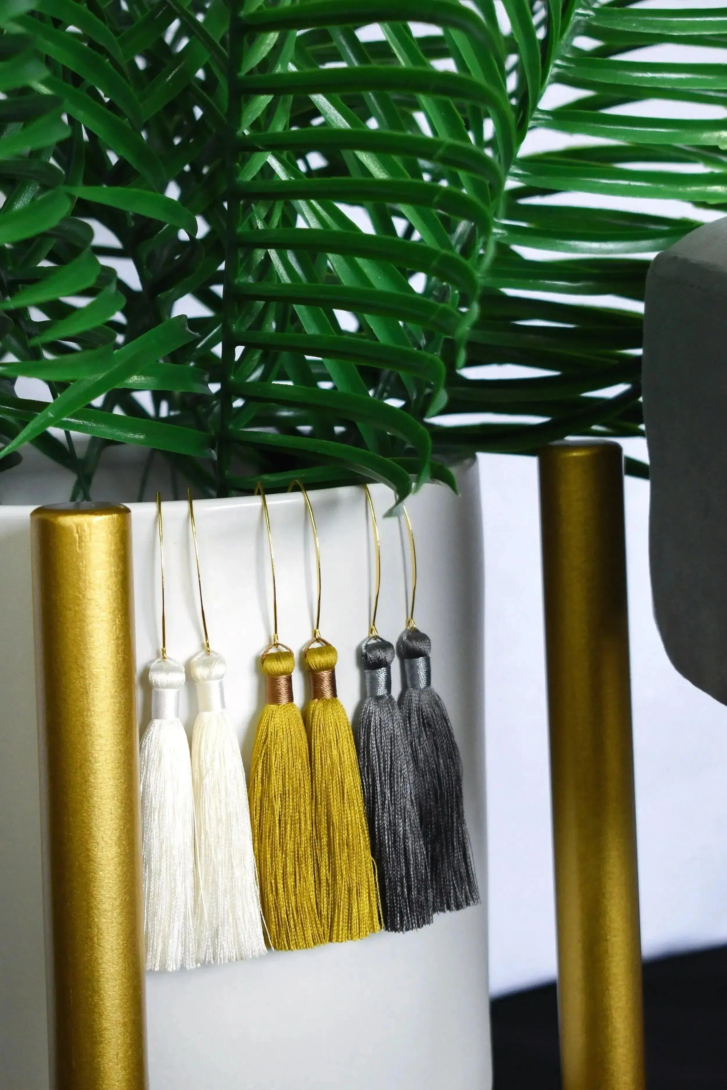 Whimsical Silk Tassel Hoop Earrings