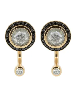 White and Black Diamond Gravitation Earrings
