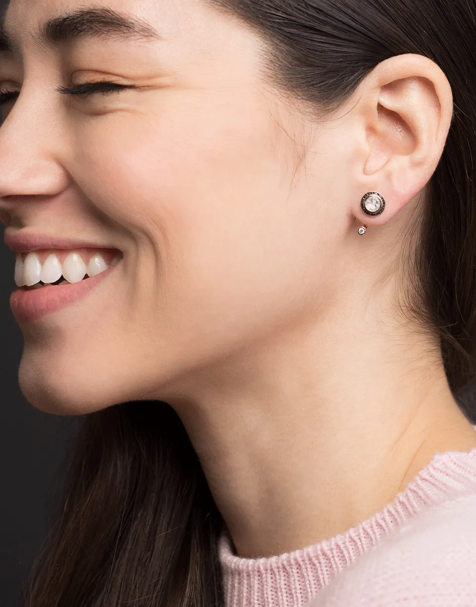 White and Black Diamond Gravitation Earrings