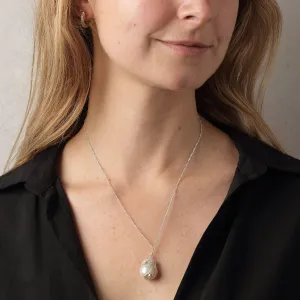 White Baroque Freshwater Pearl 'Back To Basics' Silver Pendant